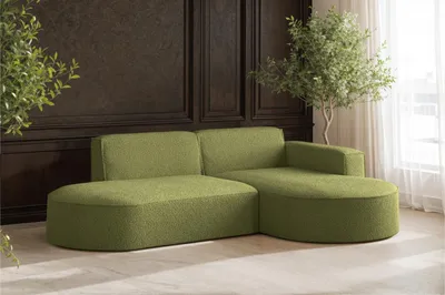 Obrázek produktu pro Rohová pohovka, designová pohovka ve tvaru L Modena látka Quelle Olive Right