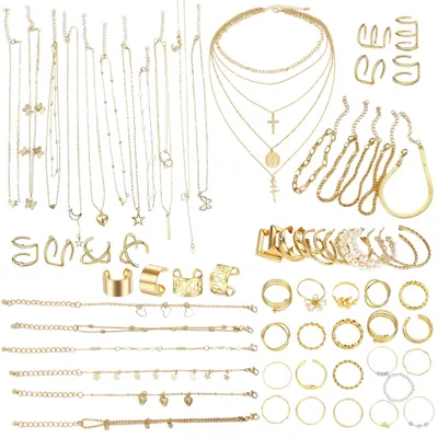 Produktbild von Omgoods – 73-teiliges Schmuckset für Damen mit goldener Halskette und Armband
