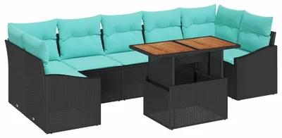 Produktbild von vidaXL Gartensofa-set 8 stk. 7-Sitzanzahl Schwarz und Türkis