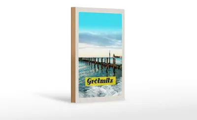Produktbild von Holzschild Reise 12x18 cm Grötmitz Meer Strand Urlaub Wellen
