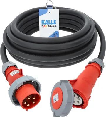 Produktbild von KALLE DAS KABEL CEE Verlängerungskabel 5G 6,0 mm² 50 Meter mit Phasenwender 400V 32A AQUASAFE IP67 druckwasserdicht Starkstrom Kraftstromkabel Stromkabel Starkstromverlängerung