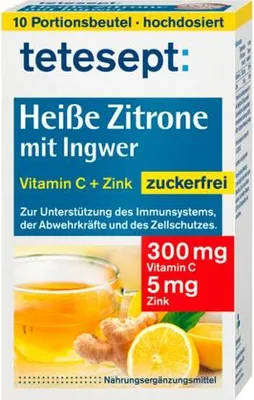 Produktbild von Tetesept heiße Zitrone mit Ingwer zuckerfr.Pulver 10X3 g