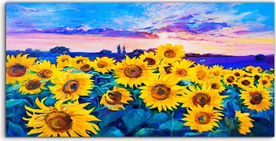 Produktbild von Coloray - Glasbild - 120x60 cm - Wandbild - Glasbilder - SonnenBlumen Malerei Impressionismus