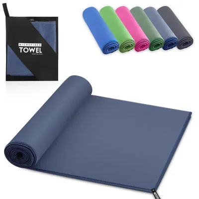 Zdjęcie produktu dla Ręcznik z mikrofibry, 40x80 cm, kolor granatowy, szybko wchłaniający i szybko schnący