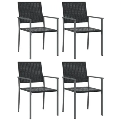 Image de vidaXL Chaises de jardin 4 pcs. noir 54x62,5x89 cm Poly rotin