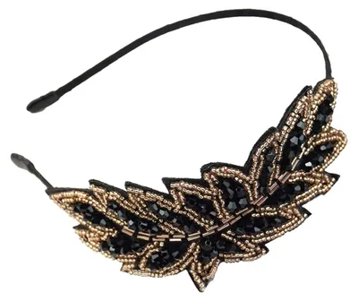 Produktbild von Elastisches, rutschfestes Haarband für Mädchen mit Strassblättern, dünner Haarreif, Haaraccessoires D