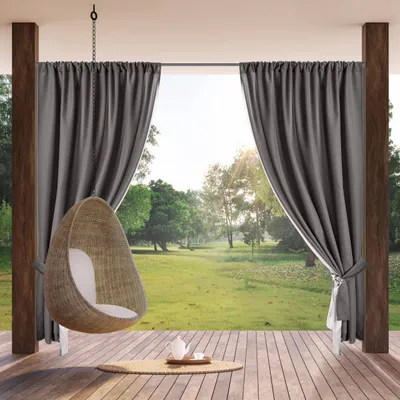 Produktbild von Eurofirany Vorhang GARDEN Waserfeste Outdoorvorhänge Terassenvorhänge stahl hellgrau grau 155x200 cm Tunneldurchzug Tunnelzug