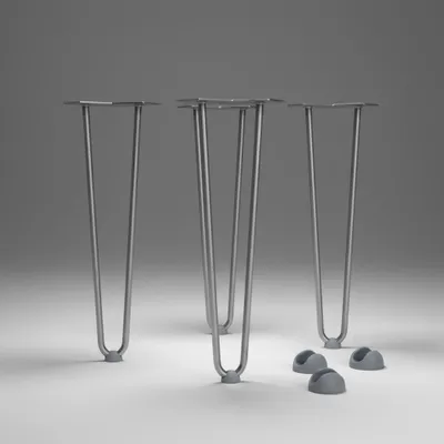 Image de Pieds de table 4x Hairpin 25 cm Pieds en épingle à cheveux acier Structure Pieds de meubles Patins de table