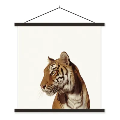 Produktbild von MuchoWow® Textilposter Tiger - Tier - Porträt 90x90 cm mit schwarzem Rahmen - Magnetisches