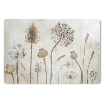 Produktbild von MuchoWow® Schreibtischunterlage Blumen - Aquarell - Stilleben - Braun - Vintage 60x40 cm - XXL Mauspad - Großes Mauspad