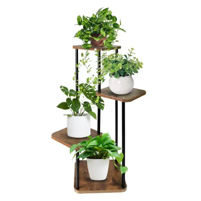 Produktbild von 4 Etagen Pflanzenständer Blumenständer platzsparender aus Metall für Balkon Garten Wohnzimmer