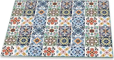 Produktbild von Herdabdeckplatte Glaskeramikfeld Spritzschutz Glas Universal Deko 80x52 Textur Bunt
