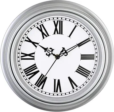 Immagine prodotto di Orologio da parete Plumeet classico 25cm silenzioso orologio da parete retrò senza ticchettio per soggiorno, camera da letto, orologio da parete con numeri romani, argento