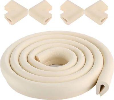 Image de CANDeal 2 mètres de protection de bords en forme de U et 4 x kit de protection de coins, facile à installer, mousse de première qualité haute densité protection bébé outil ménager pour table, banc et autres meubles de maison - Beige