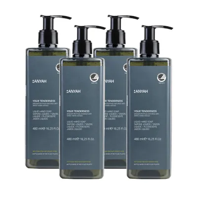 Produktbild von ANYAH Flüssigseife 4x480ml – Mit Weißem Brennnesselextrakt – Umweltzeichen- – Sanft & Hautpflege