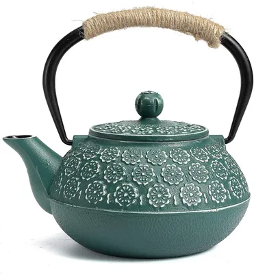 Gietijzeren theepot 900 ml mit Infuser, dunkelgrün