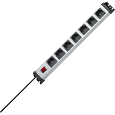 Produktbild von KOPP Steckdosenleiste POWERversal, 7-fach, Schalter, silber/schwarz