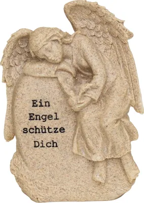 Produktbild von Grabschmuck Engel Grabdeko Gedenkstein Grab Deko Figur Skulptur Stein Vogel