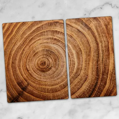 Produktbild von Glas-Herdabdeckplatten Glaskeramikkochfeld-Abdeckung Spritzschutz Glas 70x52 Holz Stamm