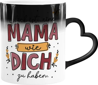 Produktbild von Zaubertasse Herz-Henkel Spruch Glück ist eine Mama wie dich zu haben Geschenk Muttertag Dankeschön SpecialMe® Magic - Herz Magic-Herz-Tasse