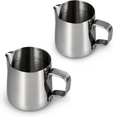 Productafbeelding van Famanu melkkannetje, 150 ml - set van 2, hoogglanzend zilver