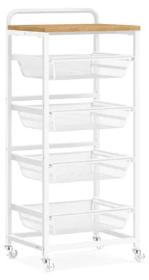 Image de VASAGLE, chariot de service à 5 niveaux, chariot mobile, 40 x 31,7 x 95 cm