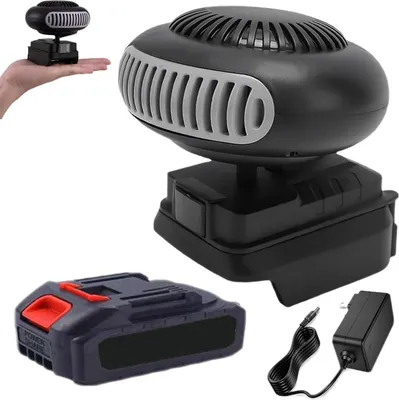 Produktbild von Mini-Akku Heizlüfter mit Kippschutz, Wiederaufladbare Auto-Heizung mit USB-Anschluss für Camping, Zelt, Büro, Auto und Golfwagen
