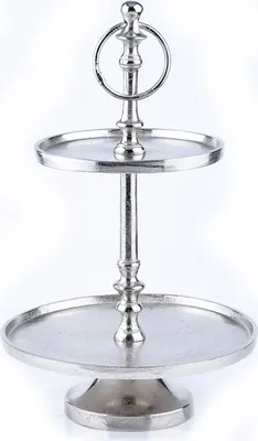 Image de étagère 2 étages Support de service Aluminium Annika Rond 34cm
