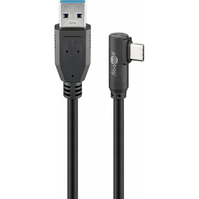 Obrázek produktu pro goobay Kabel USB C na USB A 3.0 90° černý 2 m
