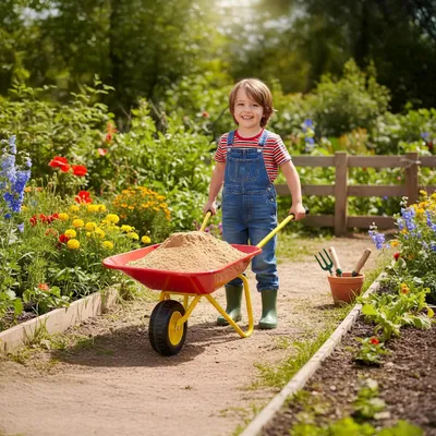 Produktbild von Kids Globe Metallschubkarre/Kinderschubkarre - rot/gelb