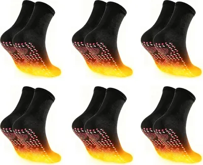 Produktbild von 6 Paar Selbstheizende Socken, Beheizbare Socken, Winter Heizsocken, Wärmesocken, Turmalinsocken Selbsterwärmende Herren Damen für Outdoor-Aktivitäten im Winter