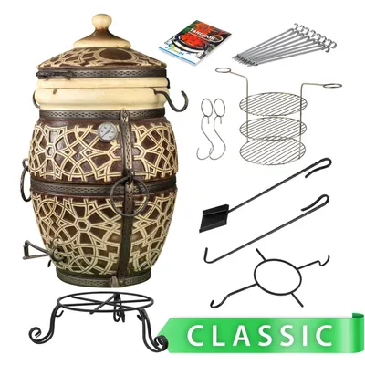 Produktbild von Tandoor "Marakesch", Outdoor-Küche, Keramikofen, Grill, Smoker, Brotbackofen, Pizza im Tandoor, Grillen, Backen, Räuchern im Tandoor, BBQ-Tandoor,