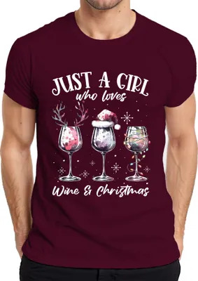 Produktbild von Just a girl who loves wine and christmas Weintrinker - Weihnachten Weihnachtsgeschenk Herren T-Shirt, Burgundy, S