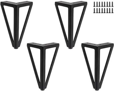 Produktbild von PolkaHome® 4 Stück Metallmöbelfüße, schwarze Tischbeine 15 cm für TV-Möbel, Couchtische, Schränke und Bänke