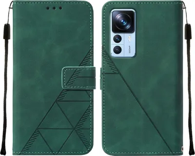 Produktbild von Xiaomi 12T Pro Hülle, Schlank Prägung Flip Leder Kartenfächer Schutzhülle mit Ständer für Xiaomi 12T / Xiaomi 12T Pro Grün
