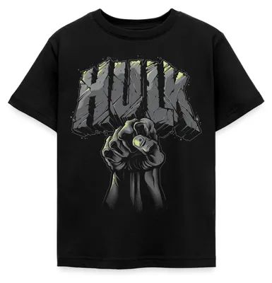 Produktbild von Spreadshirt Avengers Hulk Mit Faust Kinder T-Shirt, 122/128 (7-8 Jahre), Schwarz