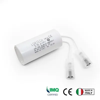 Zdjęcie produktu dla kondensator silnikowy 3,15 µF z wtyczką - 450V - Ø25x55 mm -