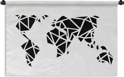 Produktbild von MuchoWow® Wandteppich Wandbehang Weltkarte - Schwarz - Weiß - Abstrakt - Kind - Jungen - Mädchen 150x100 cm Tapisserie Dekoration Wandtuch - Waschbar - Tapisserien - Wand-Decke
