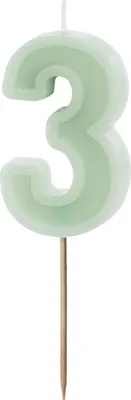 Produktbild von Geburtstagskerze Zahl 3, grün, 6 cm
