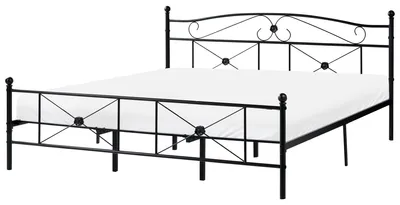 Produktbild von BELIANI Metallbett Schwarz Doppelbett 180 x 200 cm Sperrholz Lattenrost Romantisch