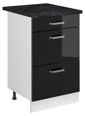 Immagine prodotto di Mobiletto base per cucina Vicco R-Line Nero lucido/Bianco 50 cm piano di lavoro Antracite, Model 69755