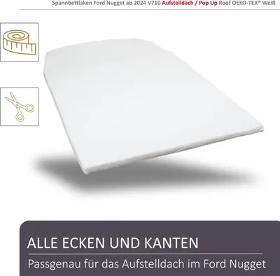 Produktbild von Spannbettlaken Ford Nugget ab 2024 V710 Aufstelldach / Pop Up Roof ® Weiß