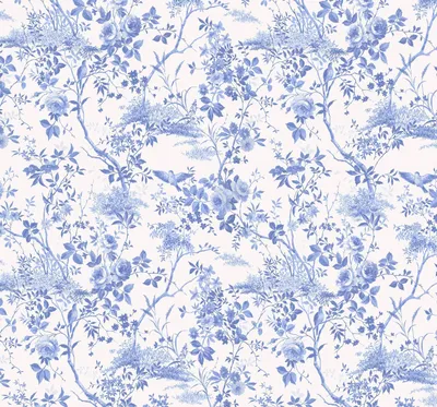 Produktbild von Sanders & Sanders Fototapete Blumen und Vögel Blau 300 x 280 cm