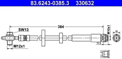 Produktbild von ATE 83.6243-0385.3 Bremsschlauch Vorne für AUDI A2 (8Z0)