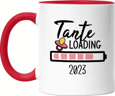 Produktbild von Tante Loading 2023 Tasse Rot für werdende Tanten zur Geburt Babynews Nichte Neffe Ich werde Tante Geschenk