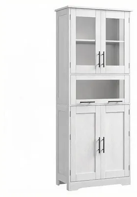 Immagine prodotto di Armadio da bagno - Mobile alto - 170 cm di altezza - 5 ante - Ripiano interno regolabile - 5 scomparti - MDF - Bianco