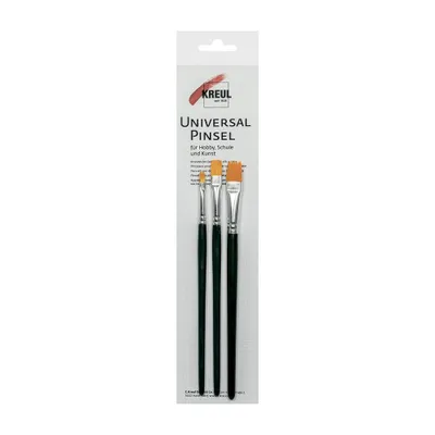 Produktbild von KREUL 723019 - Universalpinselset Basic Synthetics, 3 Flachpinsel in den Größen 4, 8 und 12