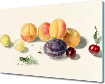 Produktbild von Coloray Hackbrett Küchenbrett Kochplattenabdeckung Schneidebrett Herdabdeckplatte 80x52 cm - Obst Kirschen Pfirsiche
