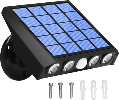 Produktbild von 2 Stück-Solarleuchten für Außen Garten mit Bewegungsmelder, LED Solar Straßenleuchte Aussenlampe IP65 Wasserdichte 3 Modi Gartenleuchten, Weiß