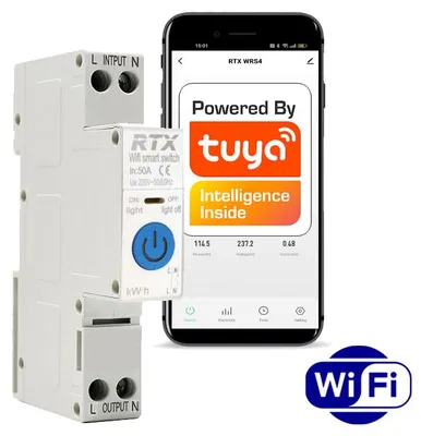 Zdjęcie produktu dla Przekaźnik Sterownik TUYA 40A DIN WiFi POMIAR ENER